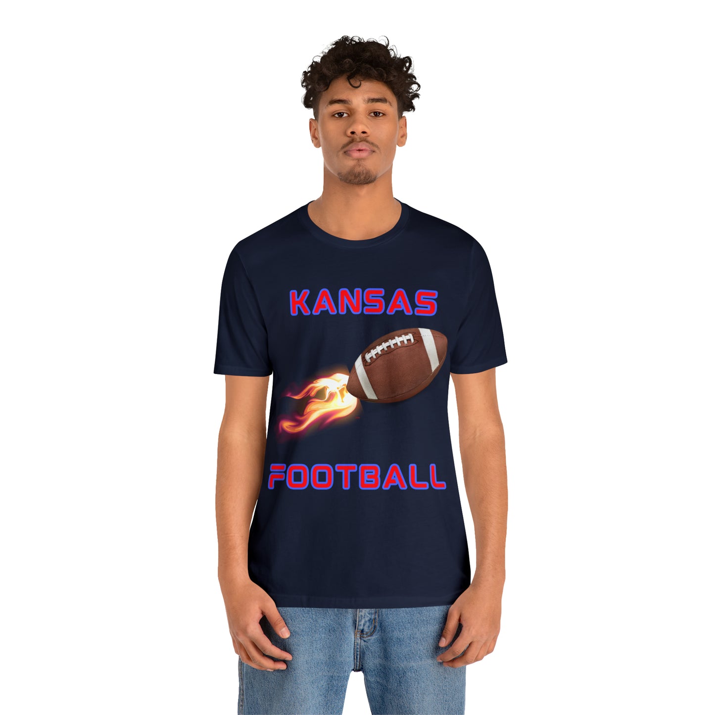 Kansas Flame Football Customizable Unisex Jersey Short Sleeve Tee