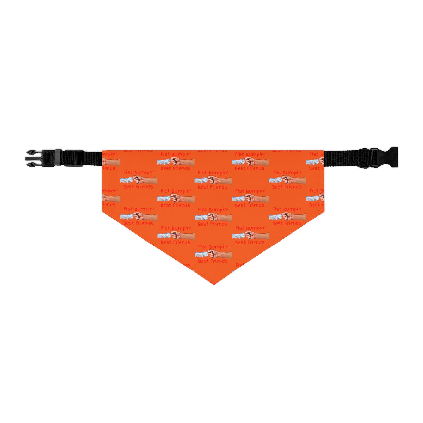 Fist Bumpin’ Best Friends Opie’s Cavalier King Charles Spaniel Paw Pet Bandana Collar Orange with KC Red lettering.