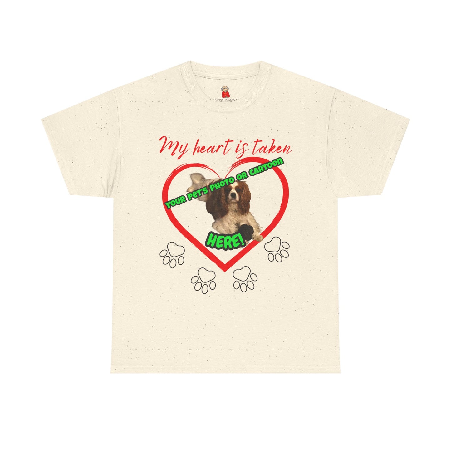 My Heart Is Taken Paw-Print Heart — Personalized Pet Photo Valentine T-Shirt(Free Shipping)
