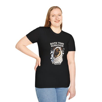 Bath Time Survivor – Personalized Dog Spa T-Shirt – Paw Spa Days Remembered
