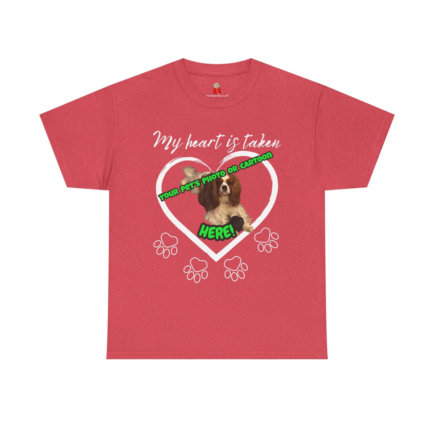 My Heart Is Taken Paw-Print Heart — Personalized Pet Photo Valentine T-Shirt(Free Shipping)