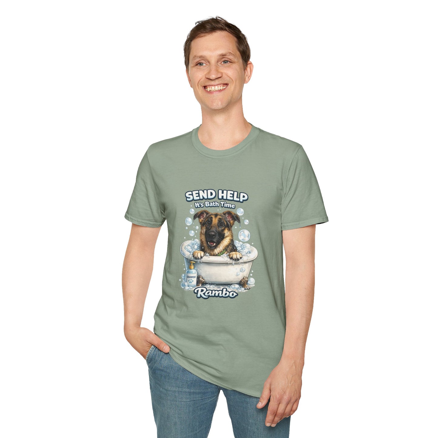 Send Help It's Bath Time – Personalized Dog Spa T-Shirt – Paw Spa Days Remembered