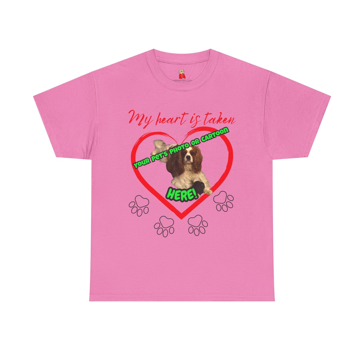 My Heart Is Taken Paw-Print Heart — Personalized Pet Photo Valentine T-Shirt(Free Shipping)