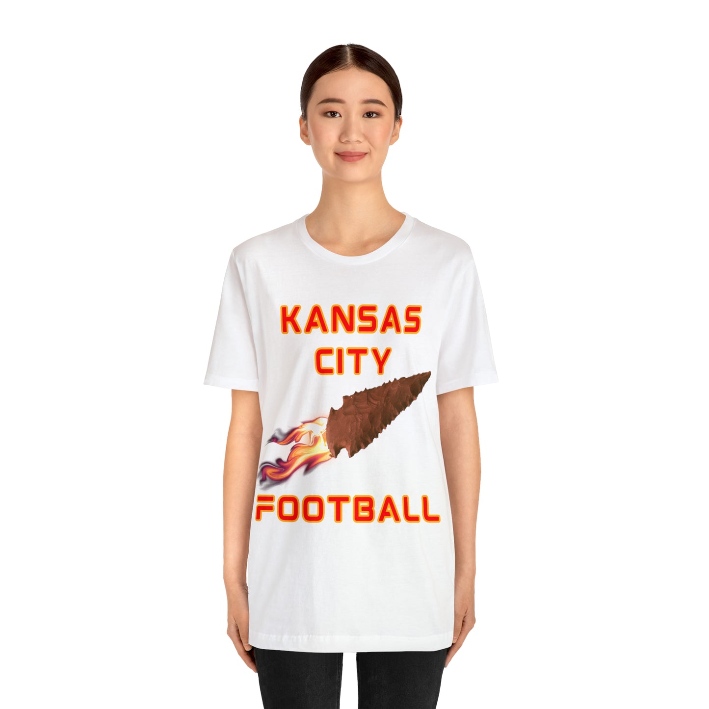 Kansas City Flame Football Arrowhead Customizable Unisex Jersey Short Sleeve Tee