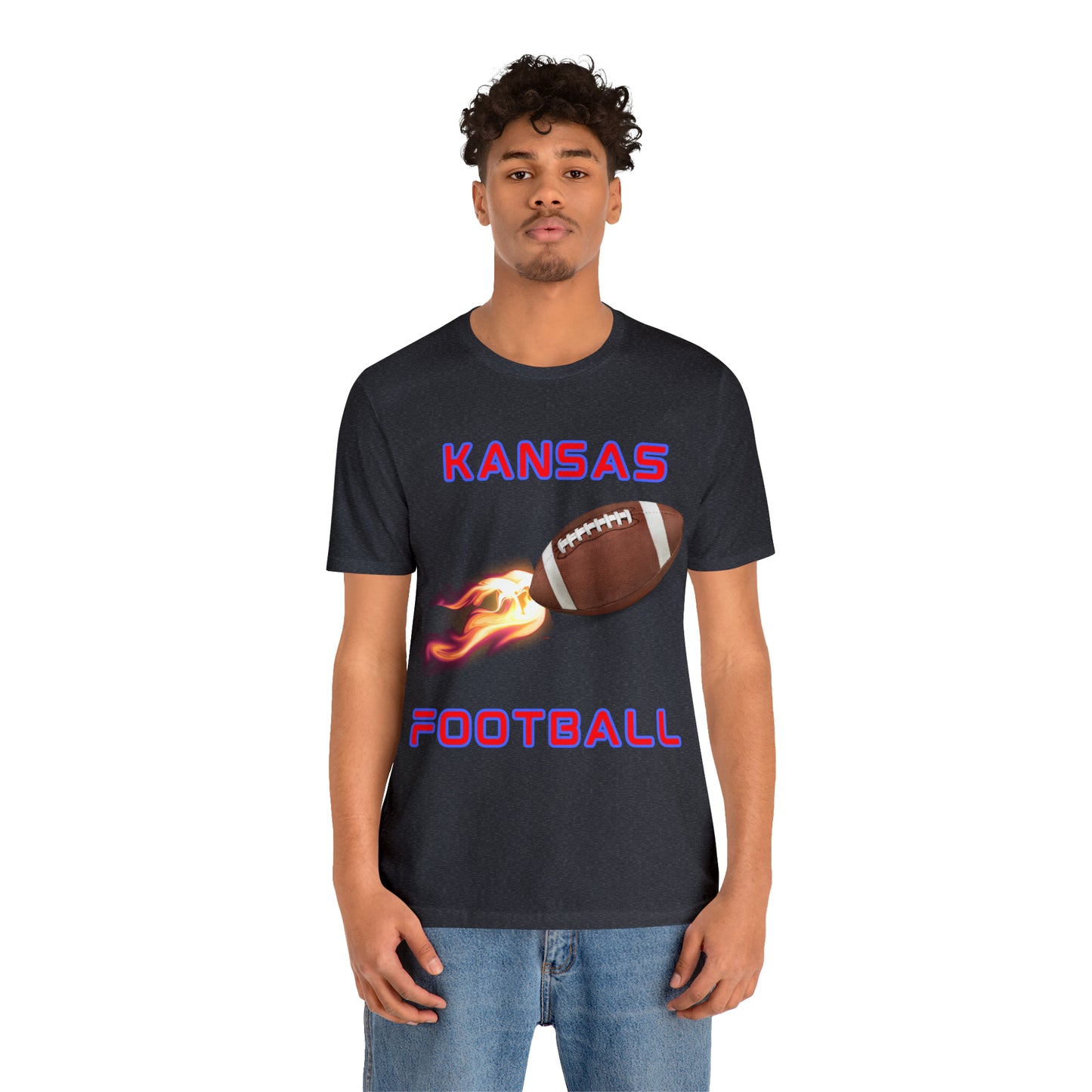 Kansas Flame Football Customizable Unisex Jersey Short Sleeve Tee