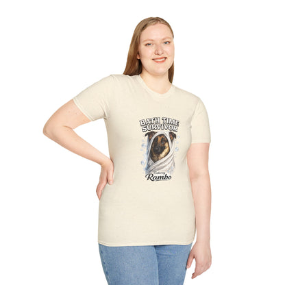 Bath Time Survivor – Personalized Dog Spa T-Shirt – Paw Spa Days Remembered