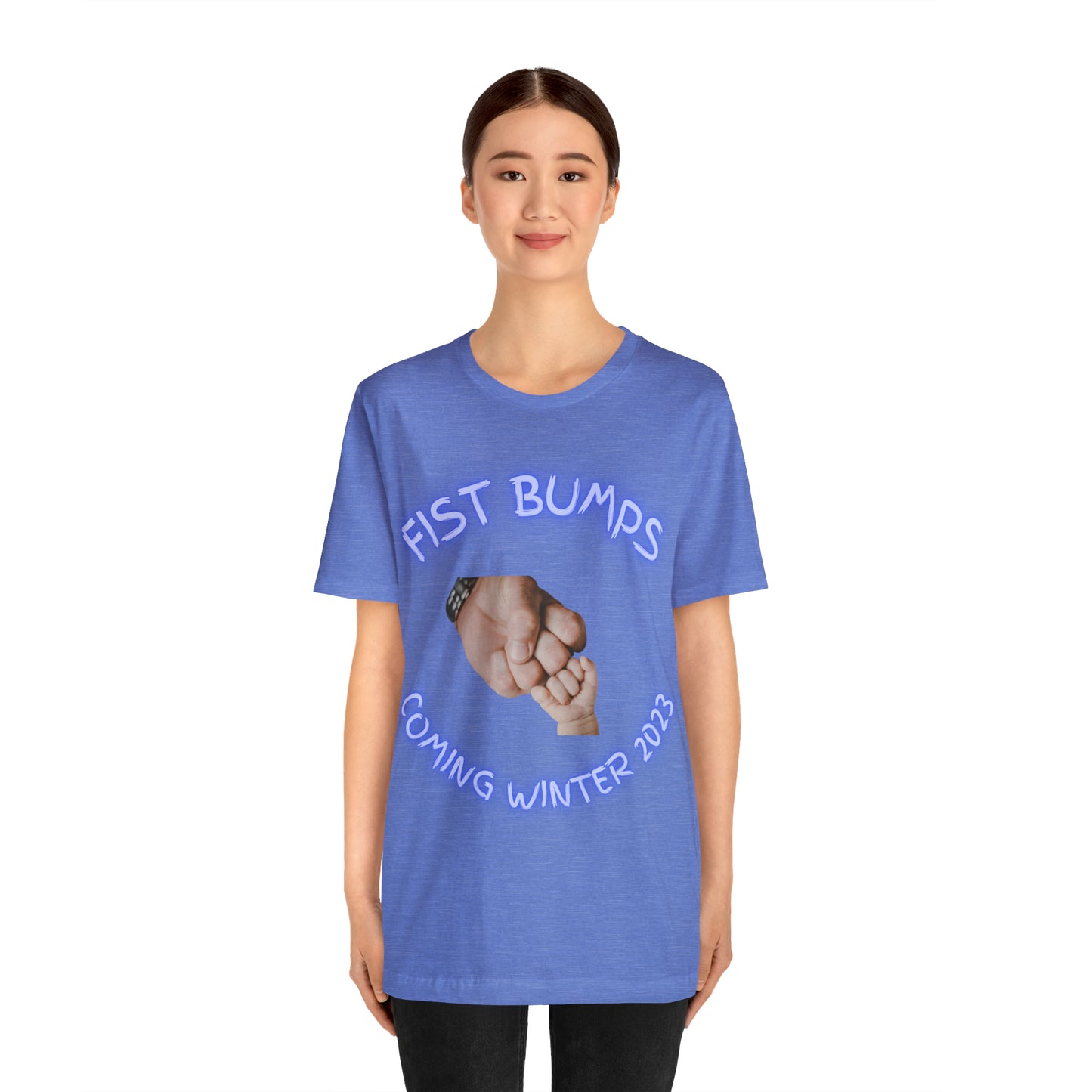 Baby Boy Blue Fist Bumps Coming Winter 2023 Unisex Jersey Short Sleeve Tee