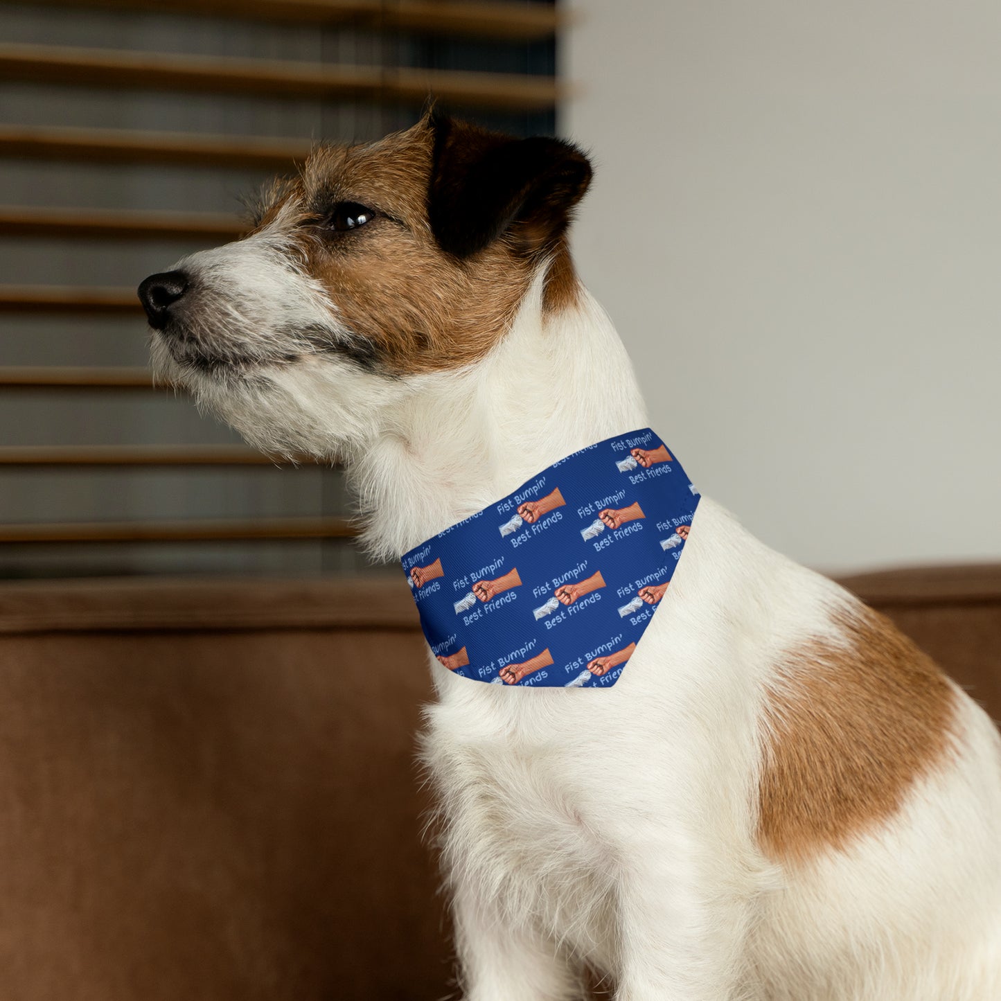 Fist Bumpin’ Best Friends Opie’s Cavalier King Charles Spaniel Paw Pet Bandana Collar Blue with Light Blue lettering