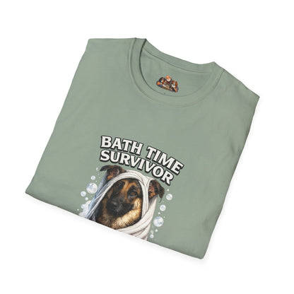 Bath Time Survivor – Personalized Dog Spa T-Shirt – Paw Spa Days Remembered