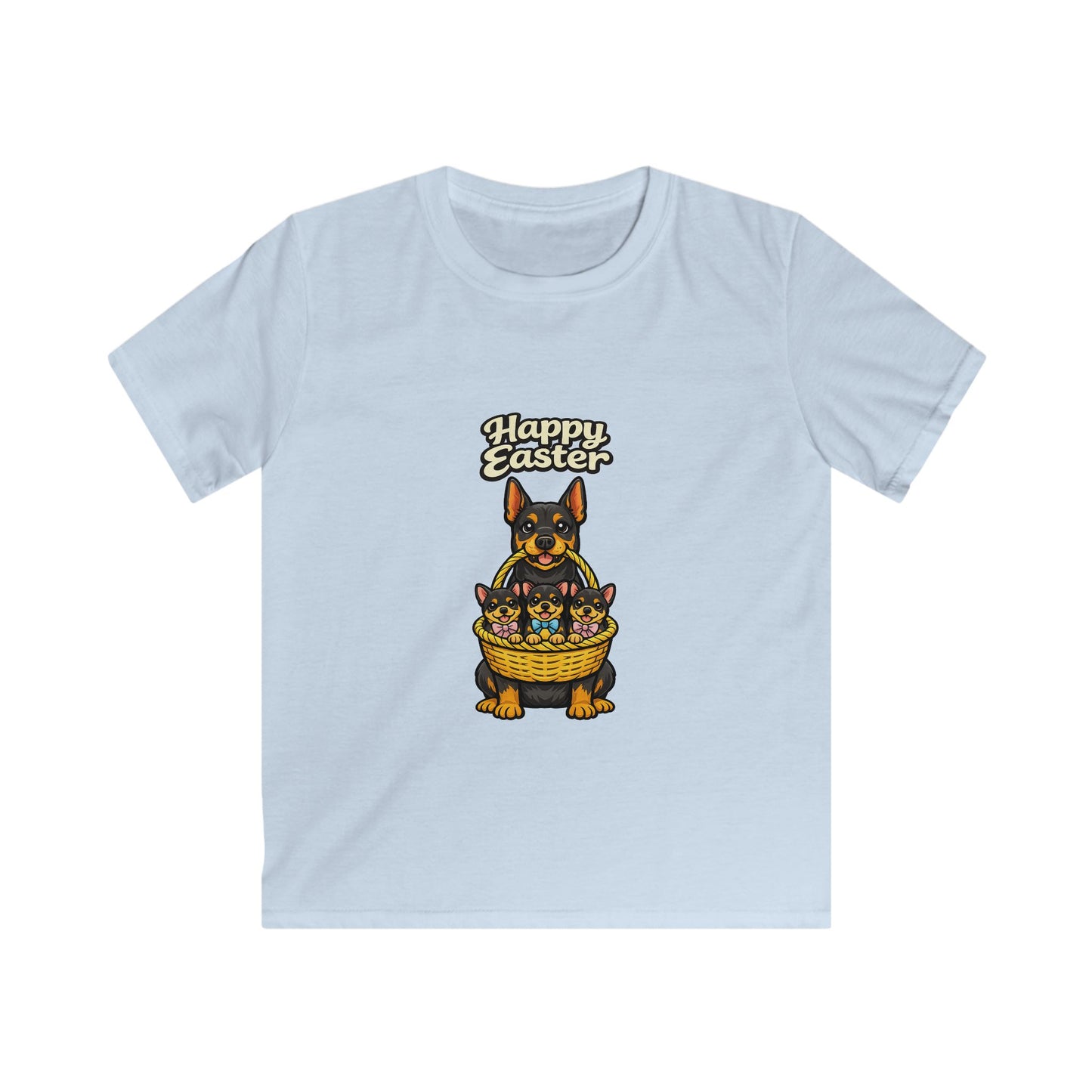Doberman Family Happy Easter — Youth Dog Lover Tee