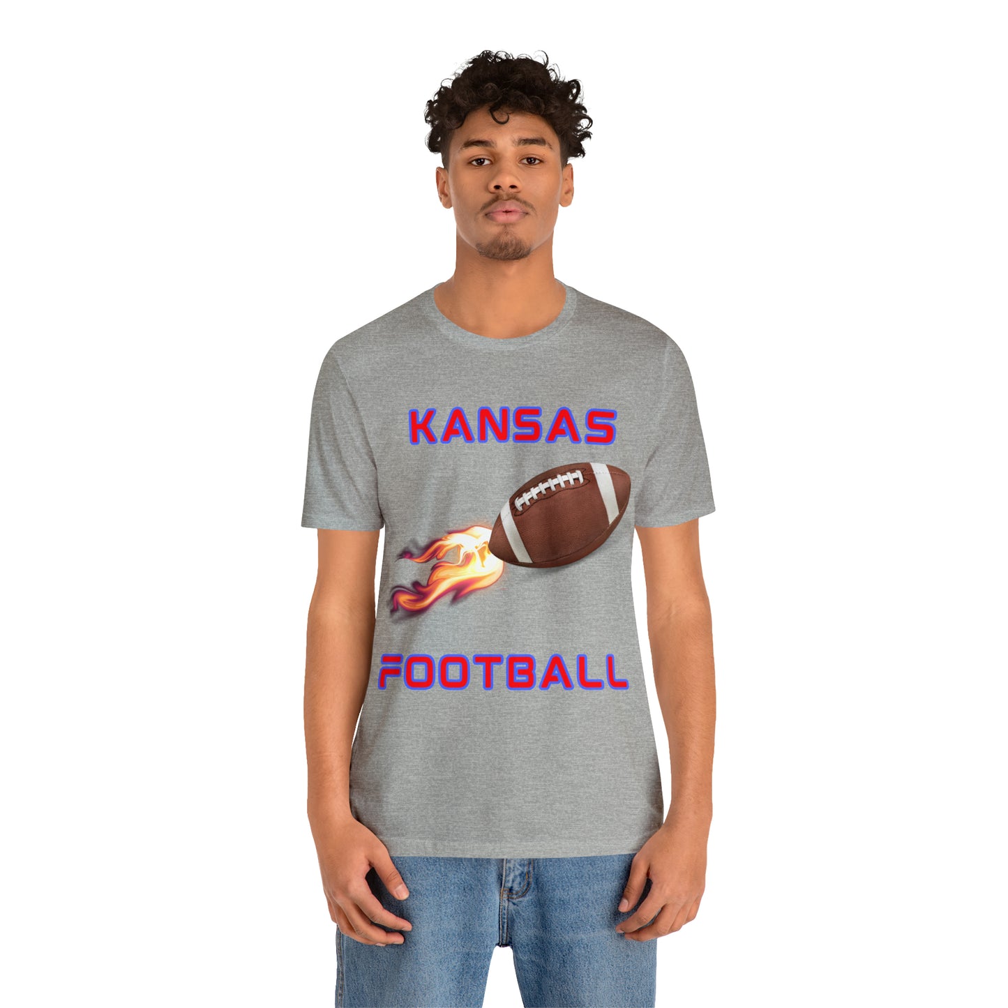 Kansas Flame Football Customizable Unisex Jersey Short Sleeve Tee