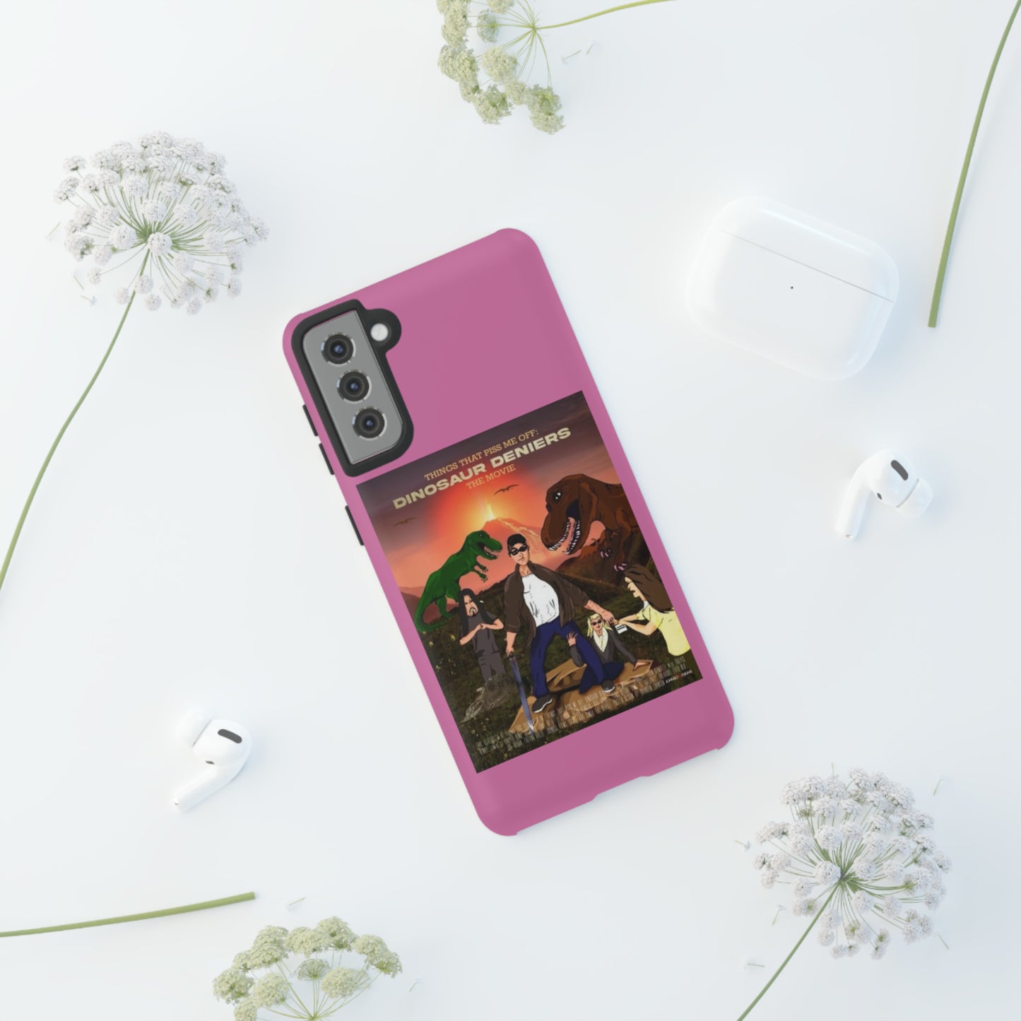 Dinosaur Deniers: The Movie Tough Phone Case (light pink)