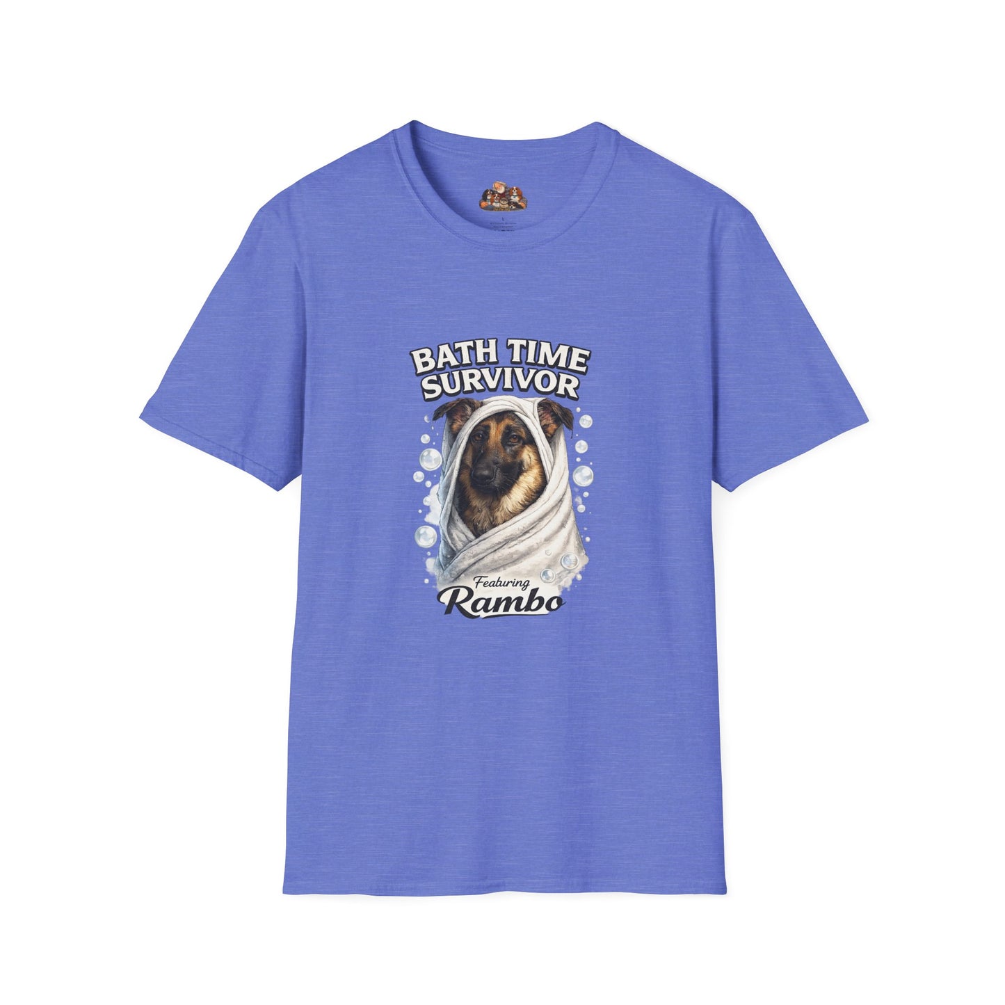 Bath Time Survivor – Personalized Dog Spa T-Shirt – Paw Spa Days Remembered