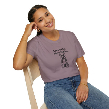 Shepherd Less Talks. More Walks.  —  Black And White Minimalist Family Collection For Adult Dog Lovers