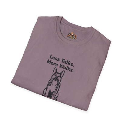 Shepherd Less Talks. More Walks.  —  Black And White Minimalist Family Collection For Adult Dog Lovers