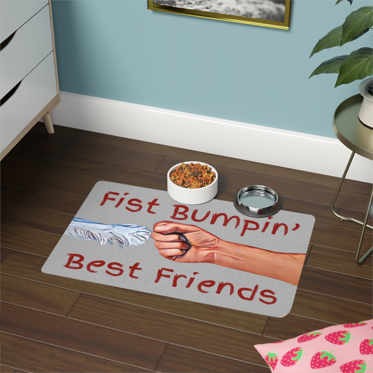 Opie’s Cavalier Paw Fist Bumpin’ Best Friend Pet Food Mat (12x18)