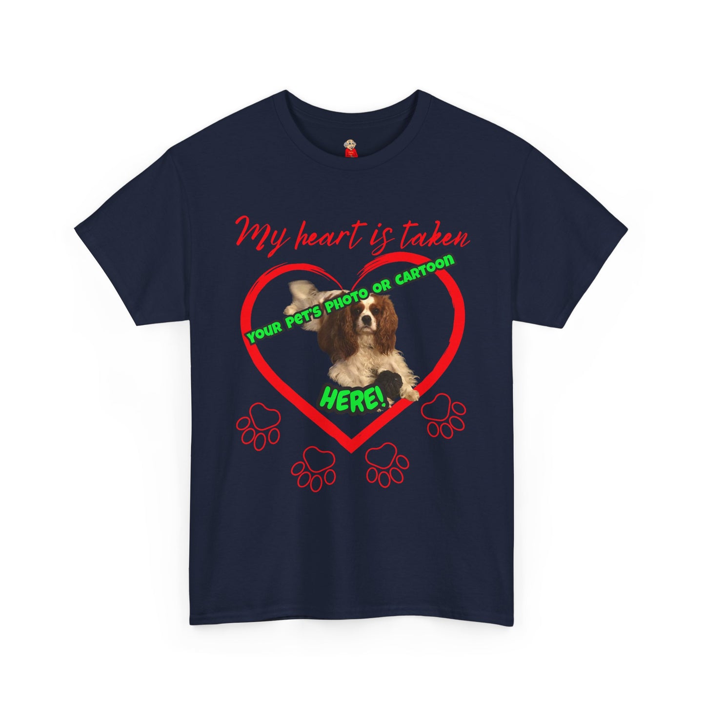 My Heart Is Taken Paw-Print Heart — Personalized Pet Photo Valentine T-Shirt(Free Shipping)