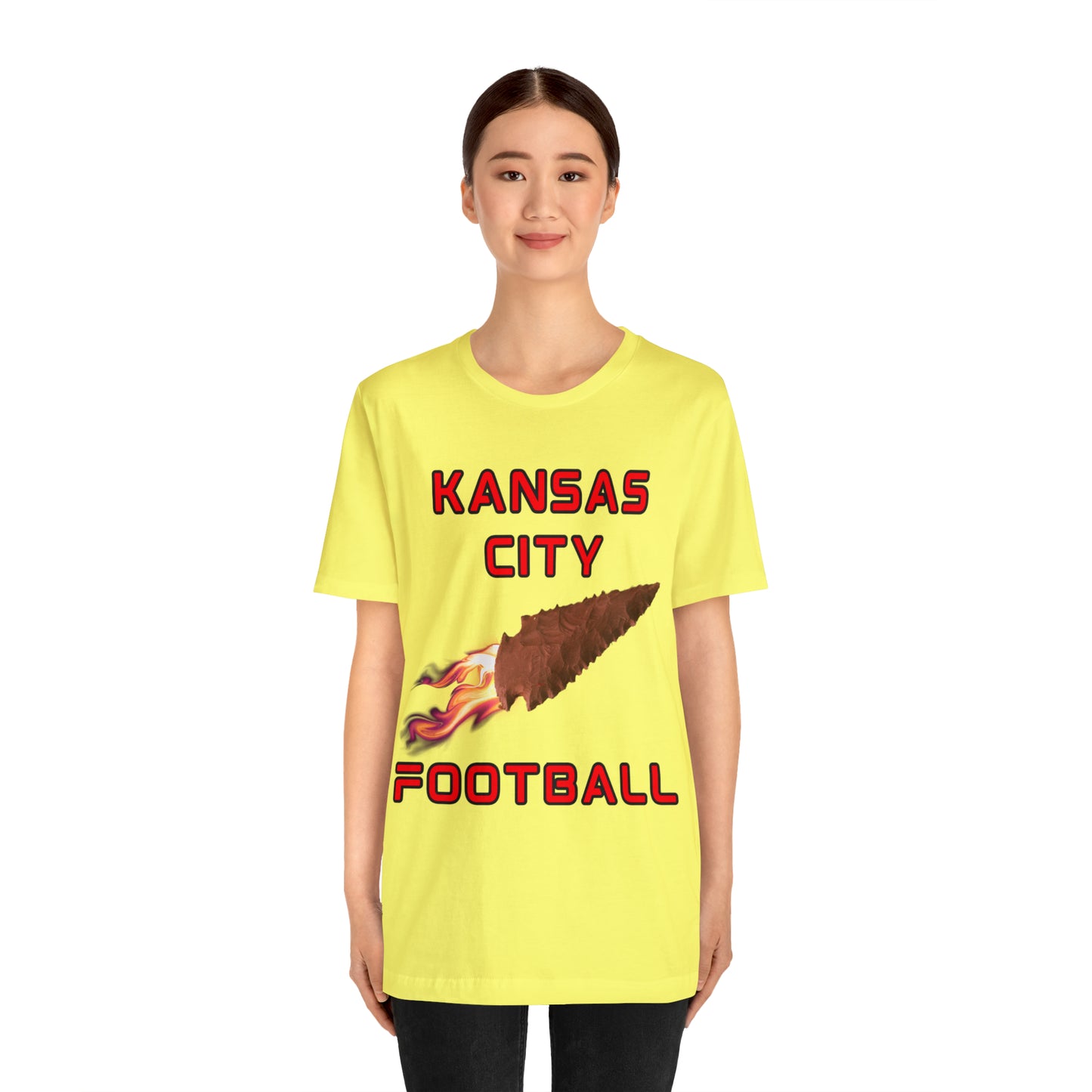 Kansas City Flame Football Arrowhead Customizable Unisex Jersey Short Sleeve Tee