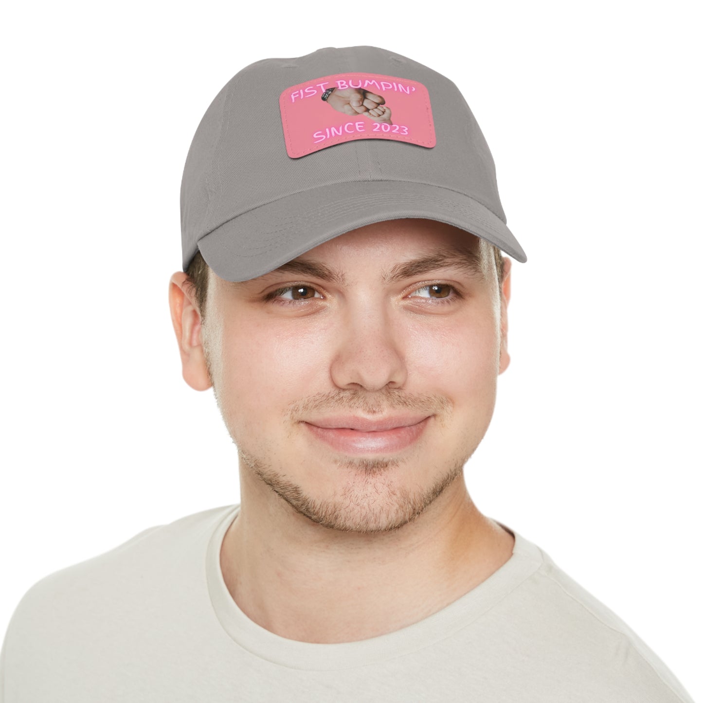Baby Girl Fist Bumpin’ Since 2023 Hat with Leather Patch (Rectangle)