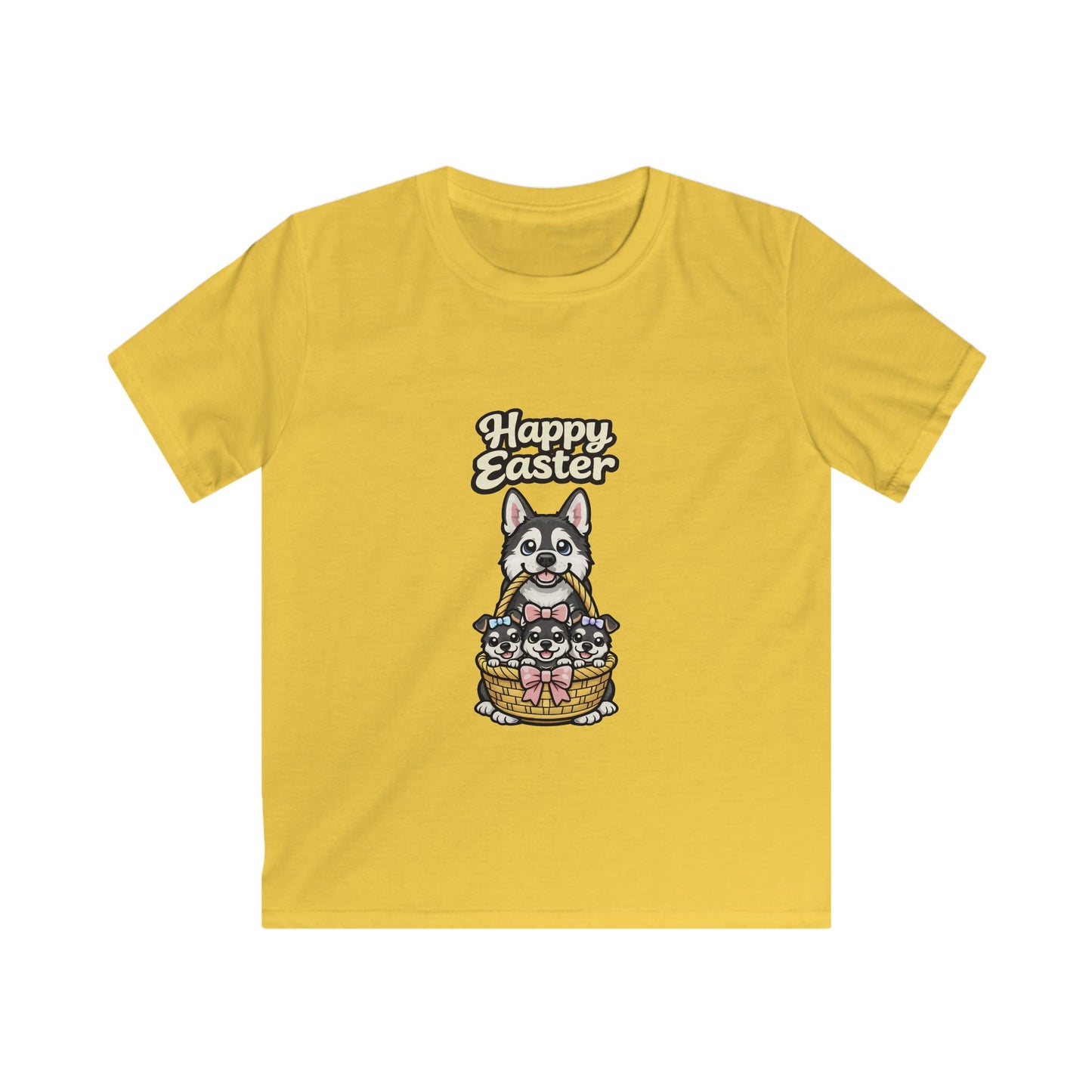 Husky Family Happy Easter — Youth Dog Lover Tee