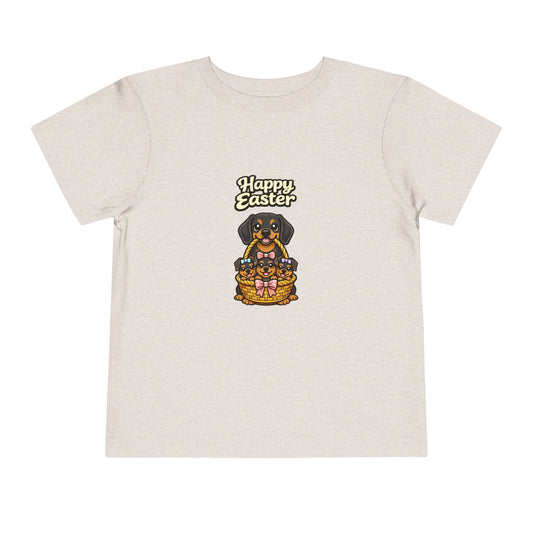 Dachshund Family Happy Easter -- Toddler Dog Lover Tee