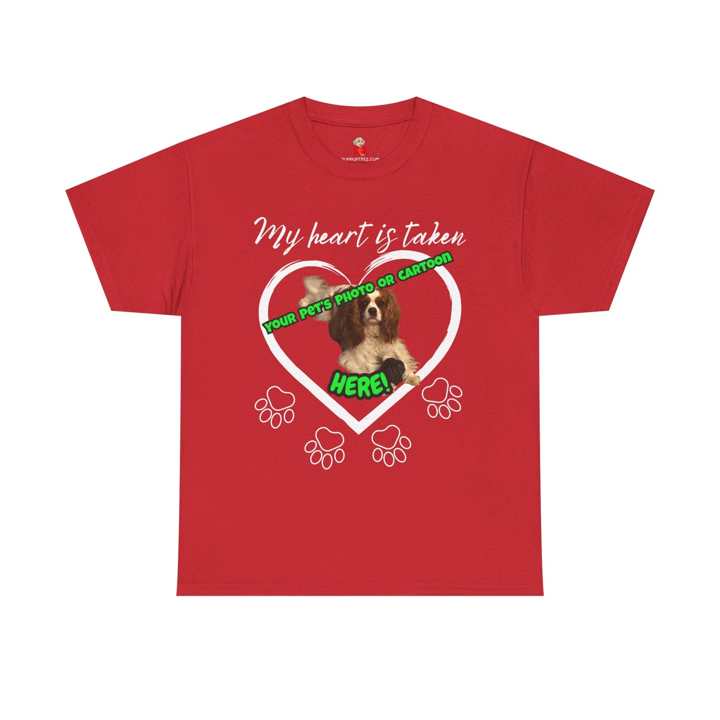 My Heart Is Taken Paw-Print Heart — Personalized Pet Photo Valentine T-Shirt(Free Shipping)