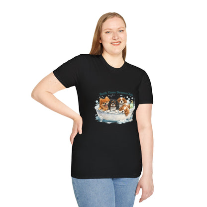 Bath Time Drama Club – Personalized Dog Spa T-Shirt – Paw Spa Days Remembered
