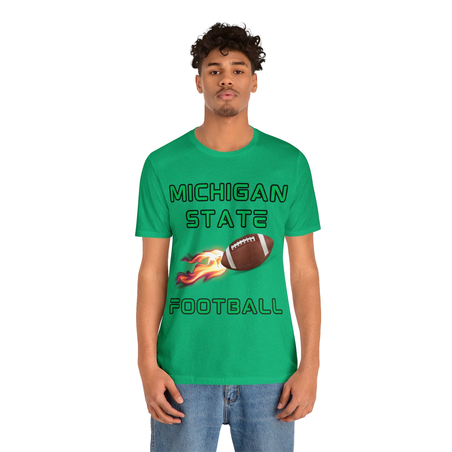 Michigan State Flame Football Customizable Unisex Jersey Short Sleeve Tee