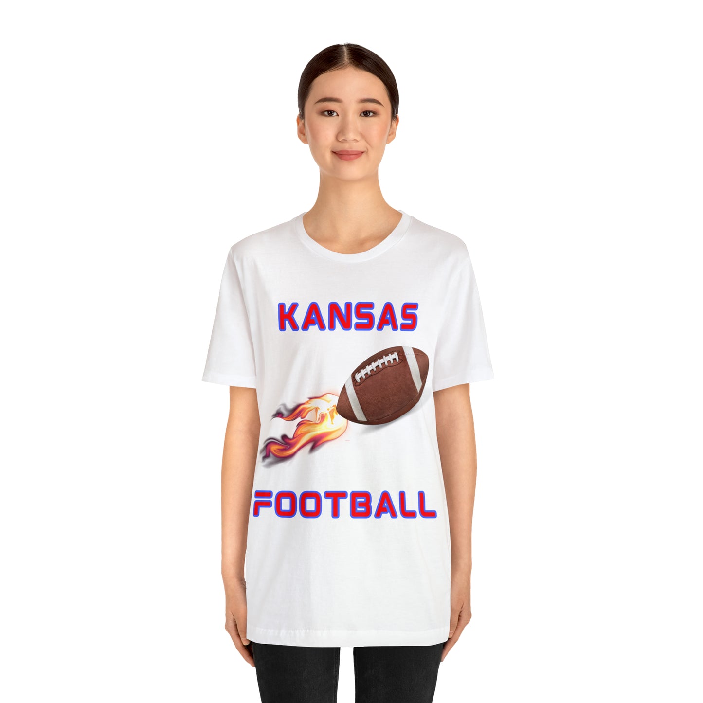 Kansas Flame Football Customizable Unisex Jersey Short Sleeve Tee