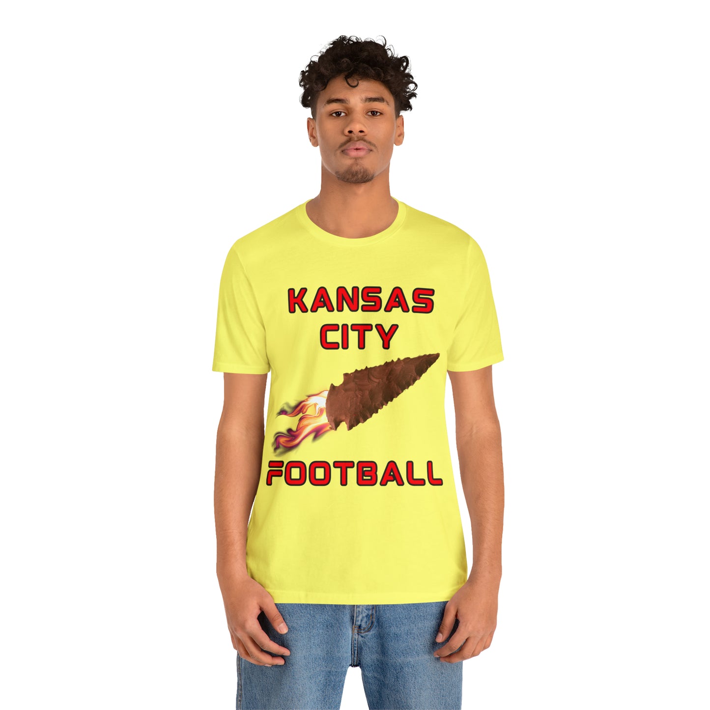 Kansas City Flame Football Arrowhead Customizable Unisex Jersey Short Sleeve Tee