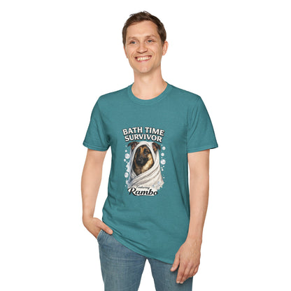 Bath Time Survivor – Personalized Dog Spa T-Shirt – Paw Spa Days Remembered