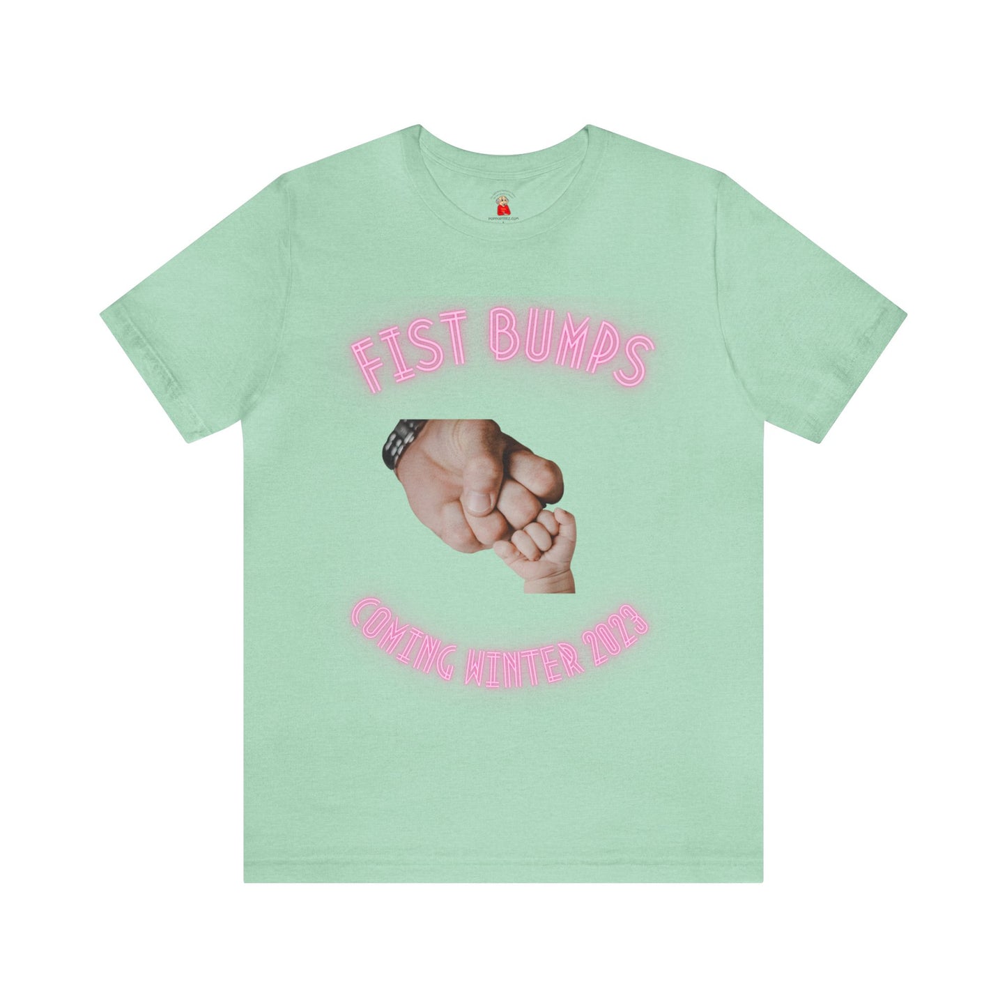 Baby Girl Pink Fist Bumps Coming Winter 2023 Unisex Jersey Short Sleeve