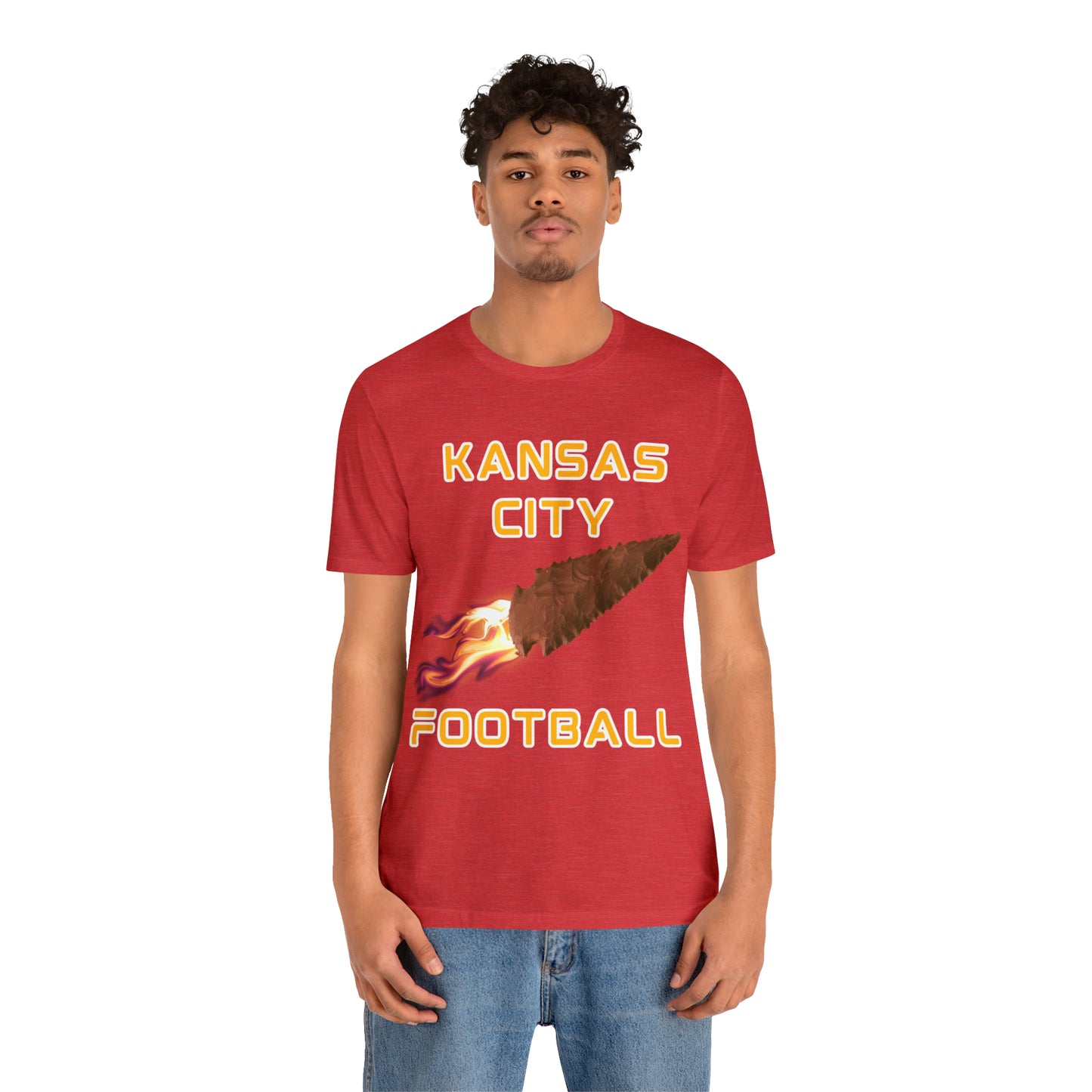 Kansas City Flame Football Arrowhead Customizable Unisex Jersey Short Sleeve Tee