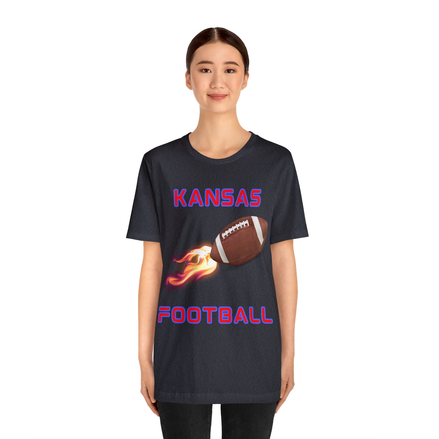 Kansas Flame Football Customizable Unisex Jersey Short Sleeve Tee