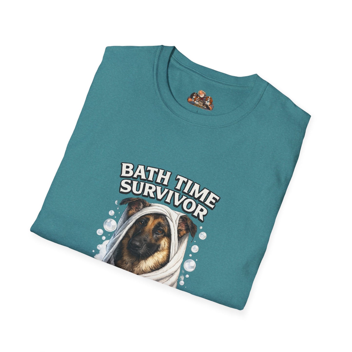 Bath Time Survivor – Personalized Dog Spa T-Shirt – Paw Spa Days Remembered