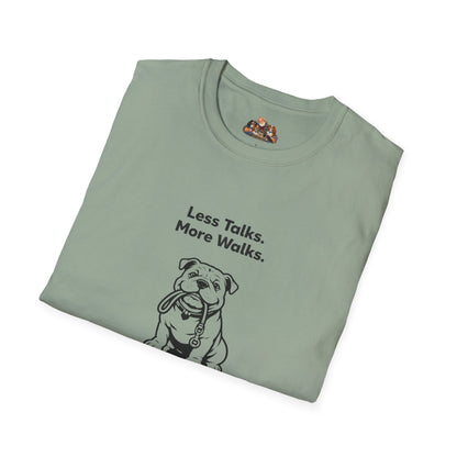 Bulldog Less Talks. More Walks.  —  Black And White Minimalist Family Collection For Adult Dog Lovers
