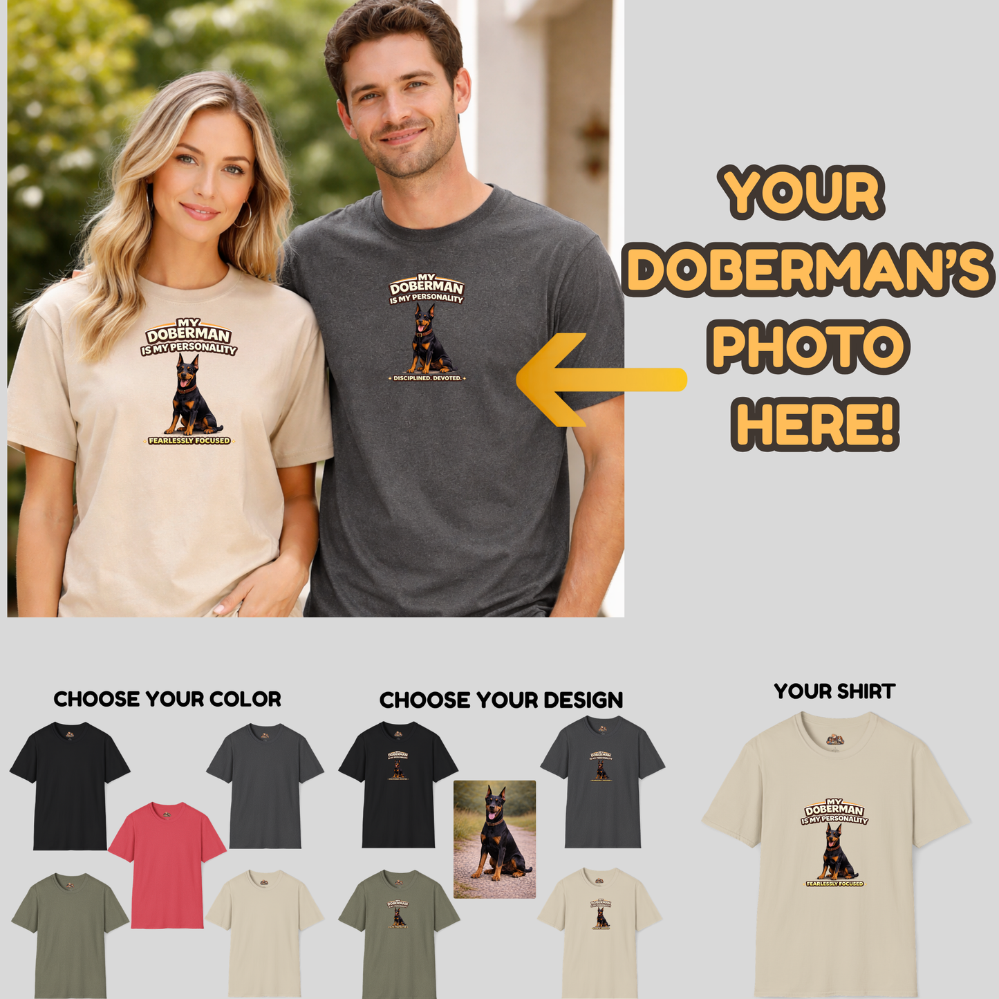 My Doberman Is My Personality -- Personalized Dog Breed T-Shirt