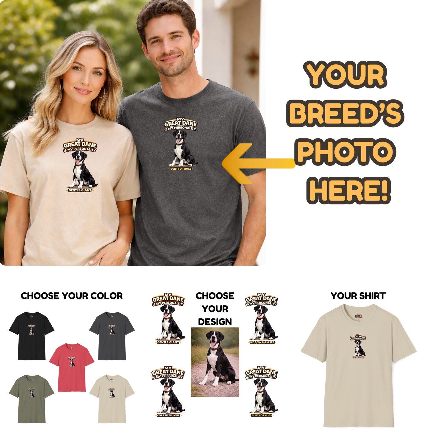 My Great Dane Is My Personality -- Personalized Dog Breed T-Shirt